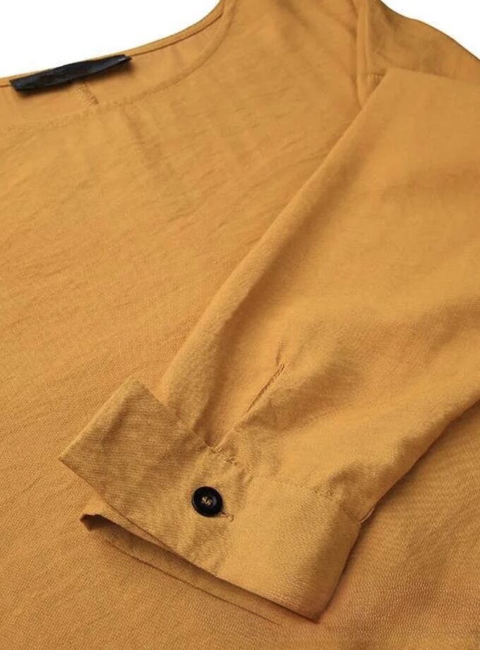 MiraMuze Muslim Women's Long Top Dress Abaya Split Midi Dress Full Sleeve Female Solid Pockets Robe