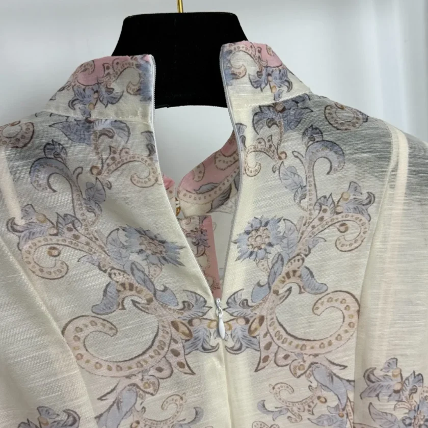MiraMuze 2025 Women’s New High-End Fashion Dress High Neck, Slim Fit, Button Details, Decorative Print, Large Swing, Long Sleeve Design - Image 2