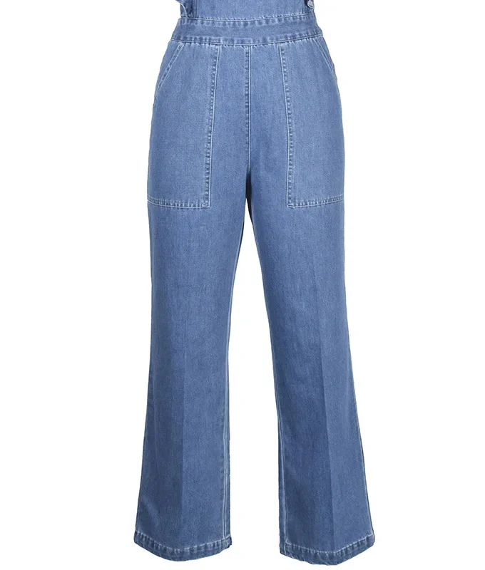 MiraMuze Lace Up One Piece Rompers Women Sexy Backless Light Blue Ladies Party Jumpsuit Straight Pants