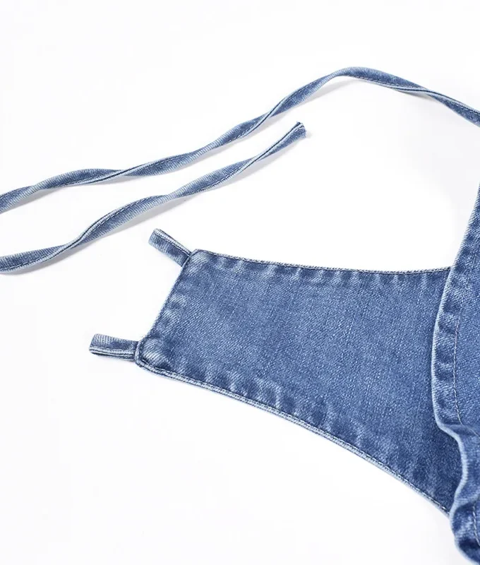 MiraMuze Lace Up One Piece Rompers Women Sexy Backless Light Blue Ladies Party Jumpsuit Straight Pants