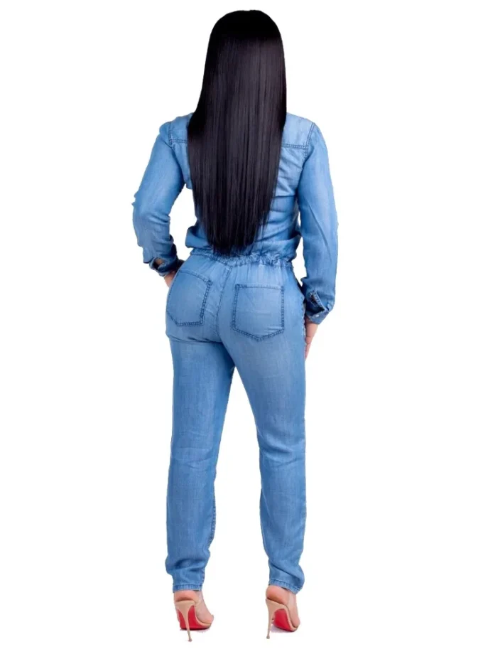MiraMuze Fashion Autumn Jumpsuits Denim Bodysuits Long Sleeve Rompers Jeans