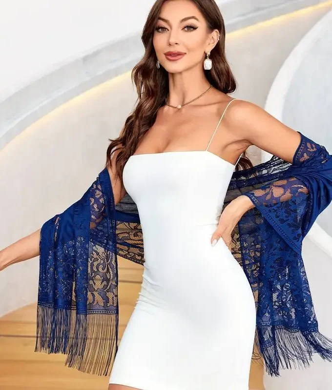 MiraMuze Elegant Lace Tassel Shawl Versatile Women's Fashion