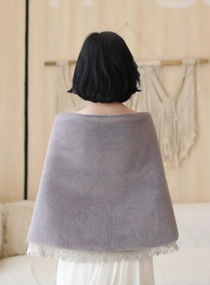 MiraMuze Faux Fur Shawl Wrap Stole Shrug Cover Up Fluffy Cape