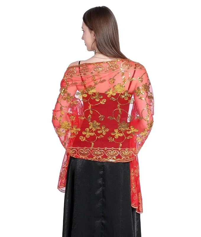 MiraMuze Spring Autumn New Sequin Shawl Cape Scarf Woman