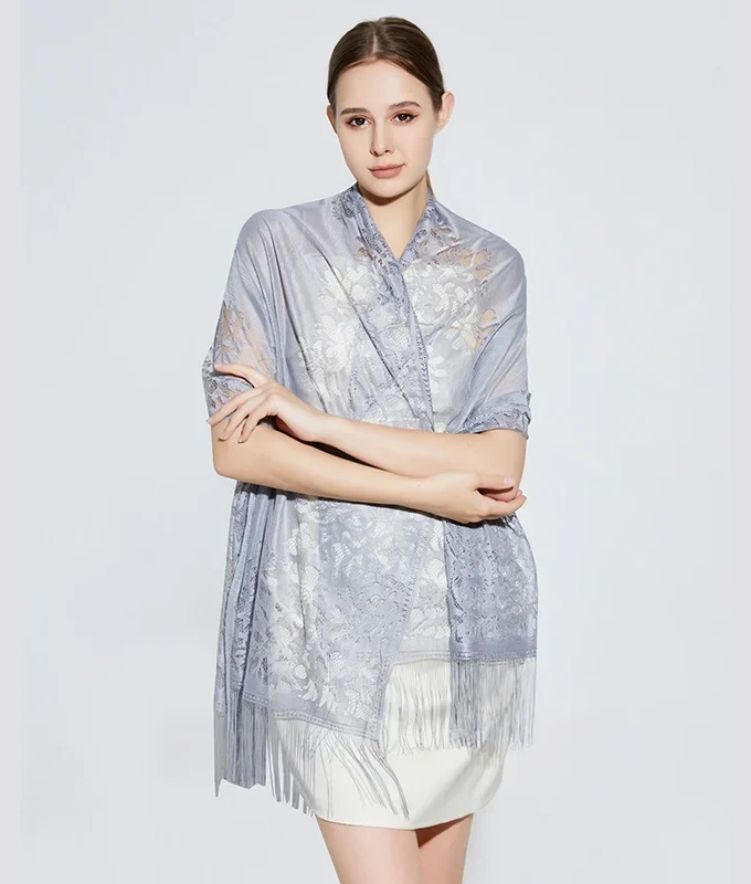MiraMuze Elegant Lace Tassel Shawl Versatile Women's Fashion