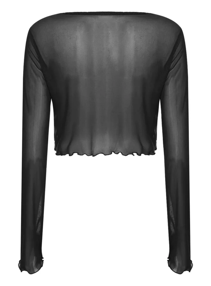 MiraMuze Semi-Sheer Shawl Long Sleeves Adult Women Clothing Cardigan Front Tie-up Short Small Thin Shawl