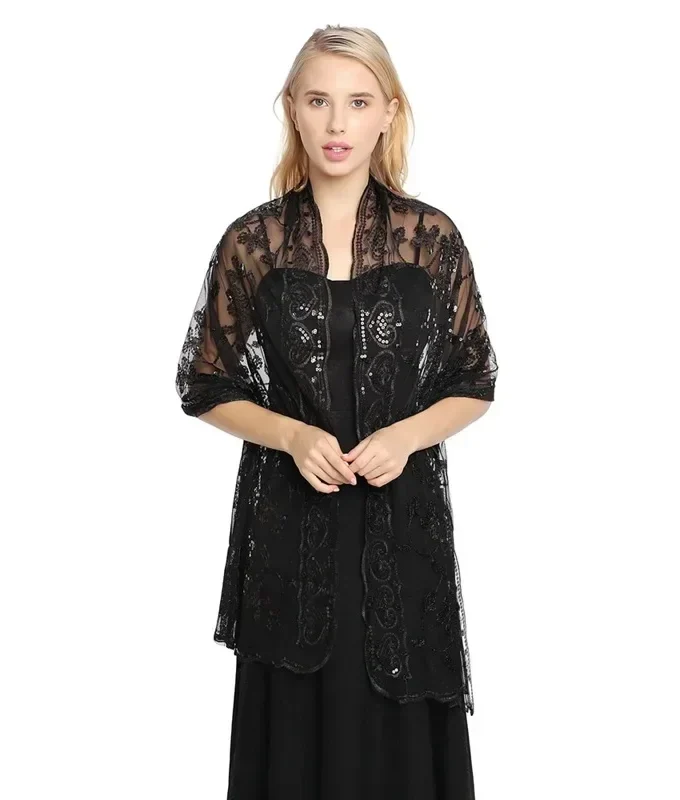 MiraMuze Spring Autumn New Sequin Shawl Cape Scarf Woman