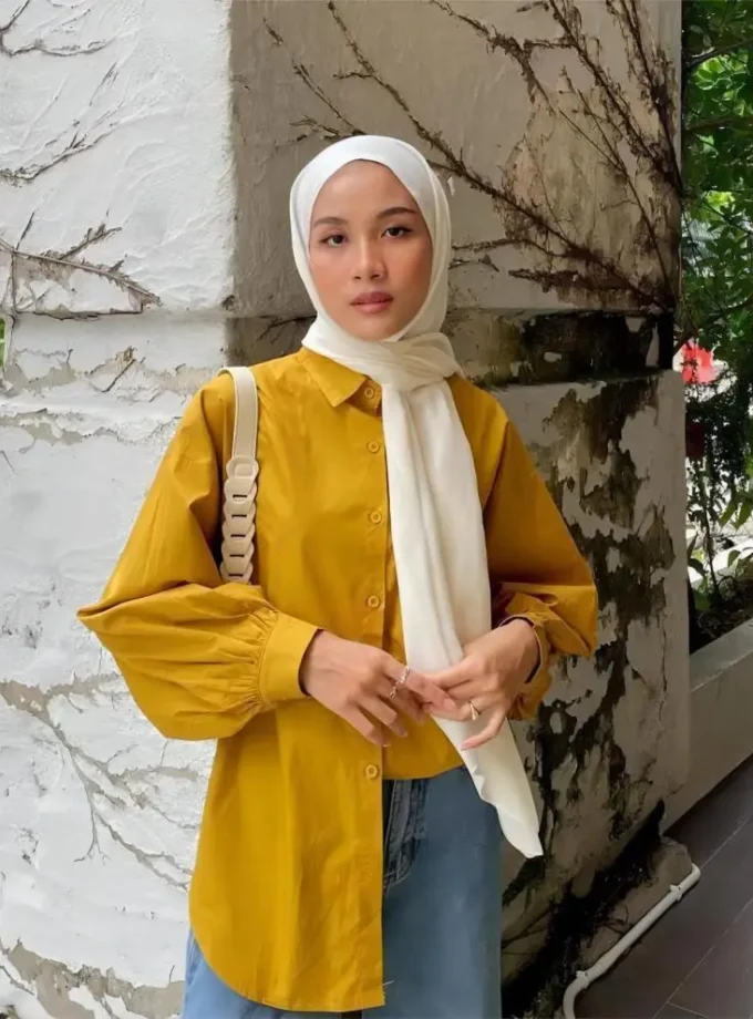 MiraMuze Women Muslim Blouse Vintage Turn Down Collar Long Sleeve Solid Single Breasted Loose Shirt Casual Islamic Clothing