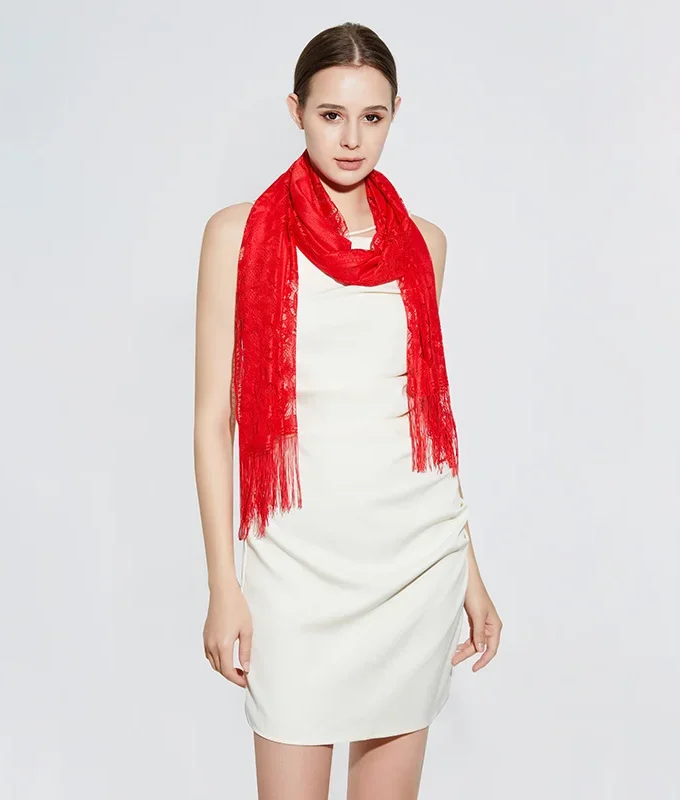 MiraMuze Elegant Lace Tassel Shawl Versatile Women's Fashion