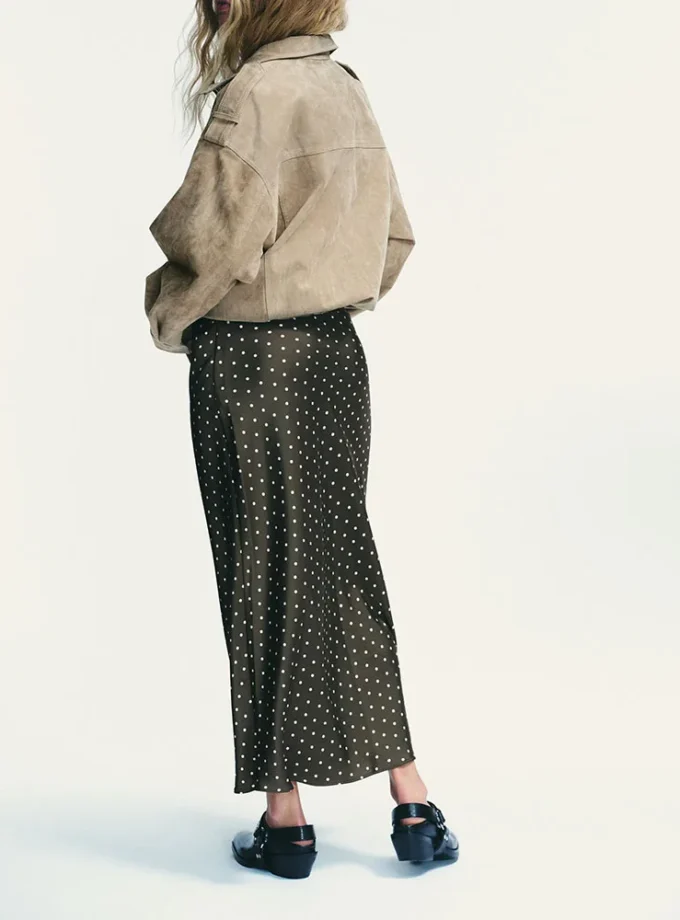 MiraMuze High-End Silk Satin Texture Midi Skirt for Women New Autumn Collection Ele Draped A-Line Design Fashonable Ladies Skirt