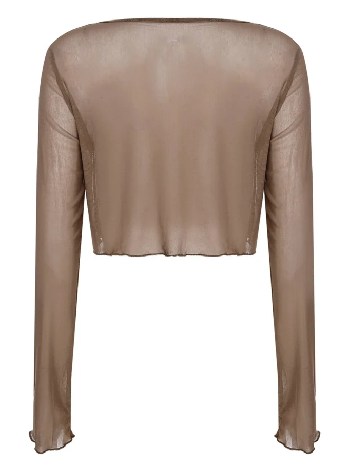 MiraMuze Semi-Sheer Shawl Long Sleeves Adult Women Clothing Cardigan Front Tie-up Short Small Thin Shawl