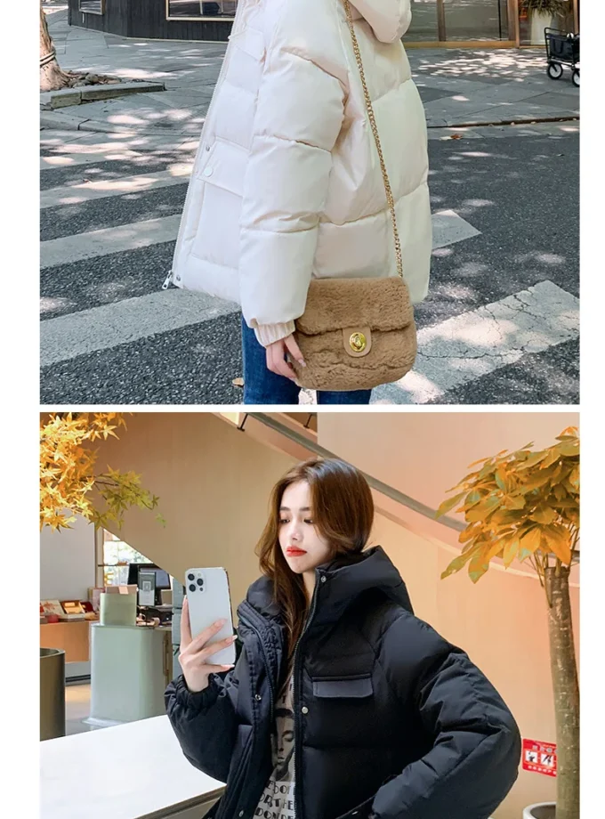 MiraMuze Women Parkas Thick Warm Coats Loose Hooded Zipper Jackets Splice Single Breasted Pockets Coat Autumn Winter Streetwear