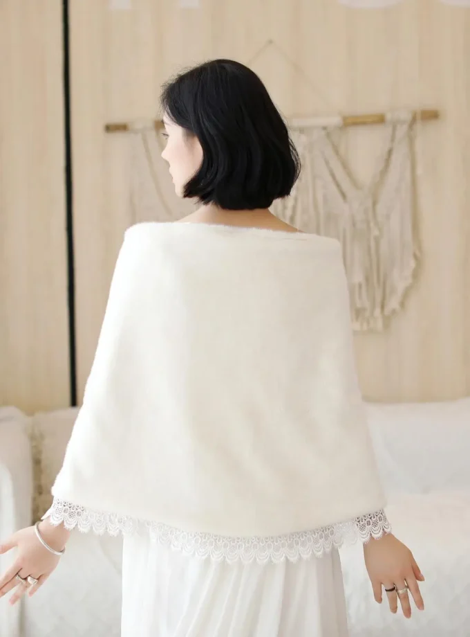 MiraMuze Faux Fur Shawl Wrap Stole Shrug Cover Up Fluffy Cape