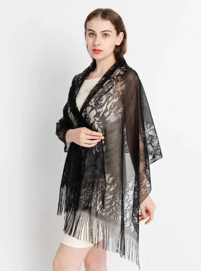 MiraMuze Elegant Lace Tassel Shawl Versatile Women's Fashion