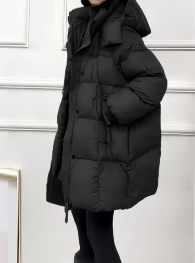 MiraMuze 2025 New Style Fashionable Thick and Warm Mid-length Loose-fitting Down and Cotton Coat for Autumn and Winter Seasons