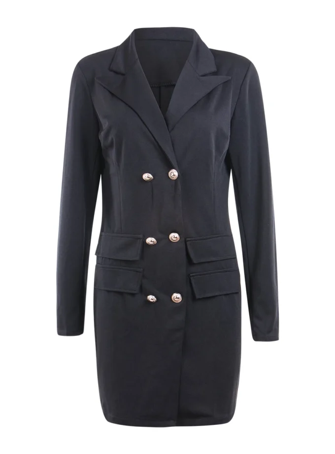 MiraMuze Women Formal Blazer Solid Color Long Sleeve Button Down Long Coats Jacket Lady Office OL Business Dresses Outerwear