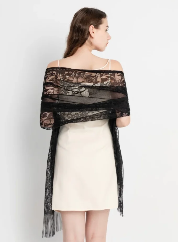 MiraMuze Elegant Lace Tassel Shawl Versatile Women's Fashion