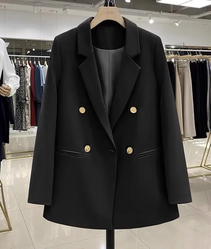 MiraMuze Tailored Coat Women Double Breasted Jackets Blazer Coats Long Sleeve Turn Down Collar Elegant Coats Office Lady Autumn Winter