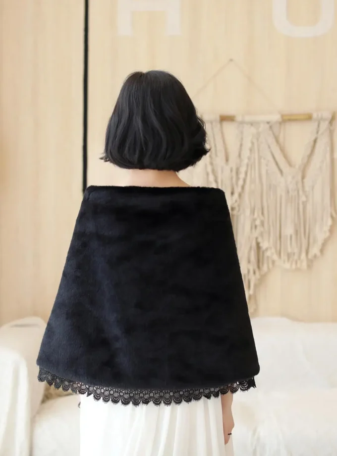 MiraMuze Faux Fur Shawl Wrap Stole Shrug Cover Up Fluffy Cape