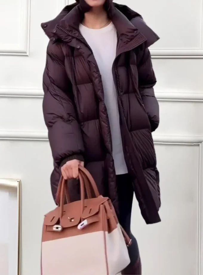 MiraMuze 2025 New Style Fashionable Thick and Warm Mid-length Loose-fitting Down and Cotton Coat for Autumn and Winter Seasons