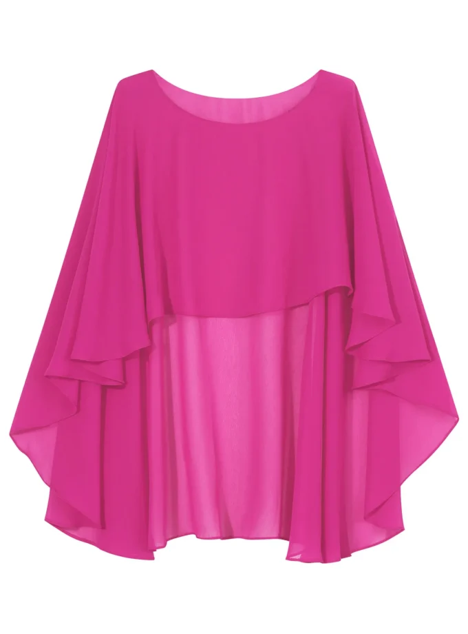 MiraMuze Chiffon Solid Pullover Capes Shawl Hi-low Hem Thin Soft Shrug Ponchos