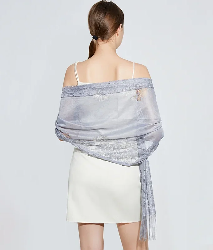 MiraMuze Elegant Lace Tassel Shawl Versatile Women's Fashion