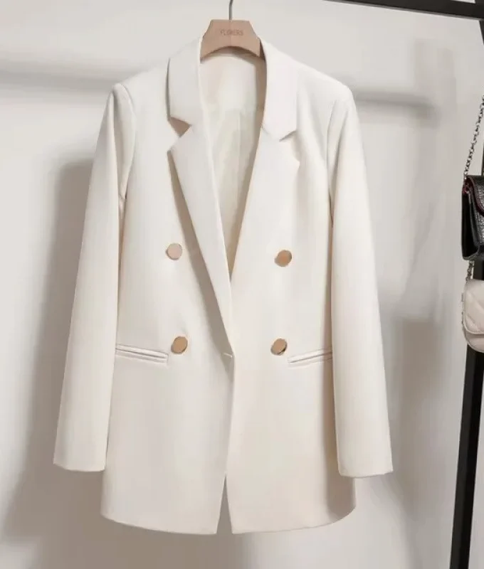 MiraMuze Tailored Coat Women Double Breasted Jackets Blazer Coats Long Sleeve Turn Down Collar Elegant Coats Office Lady Autumn Winter