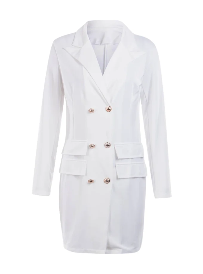 MiraMuze Women Formal Blazer Solid Color Long Sleeve Button Down Long Coats Jacket Lady Office OL Business Dresses Outerwear