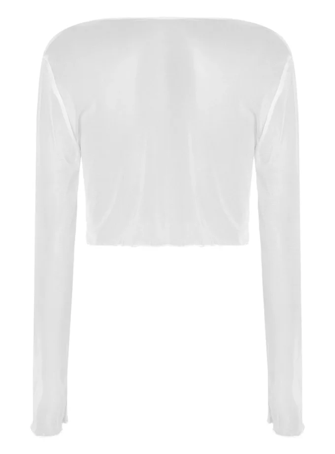 MiraMuze Semi-Sheer Shawl Long Sleeves Adult Women Clothing Cardigan Front Tie-up Short Small Thin Shawl