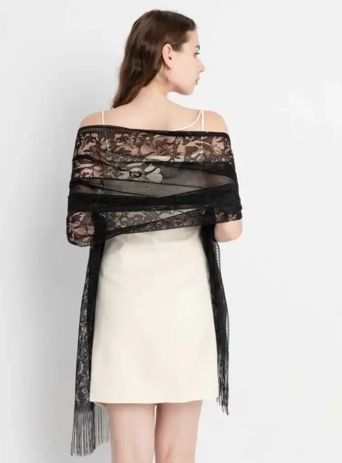 MiraMuze Elegant Lace Tassel Shawl Versatile Women's Fashion
