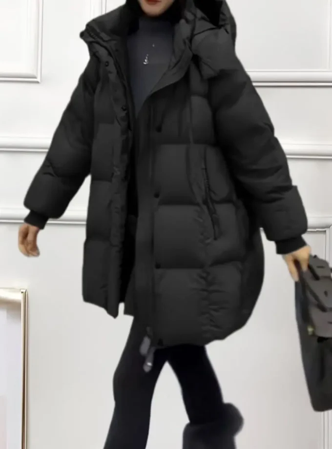 MiraMuze 2025 New Style Fashionable Thick and Warm Mid-length Loose-fitting Down and Cotton Coat for Autumn and Winter Seasons