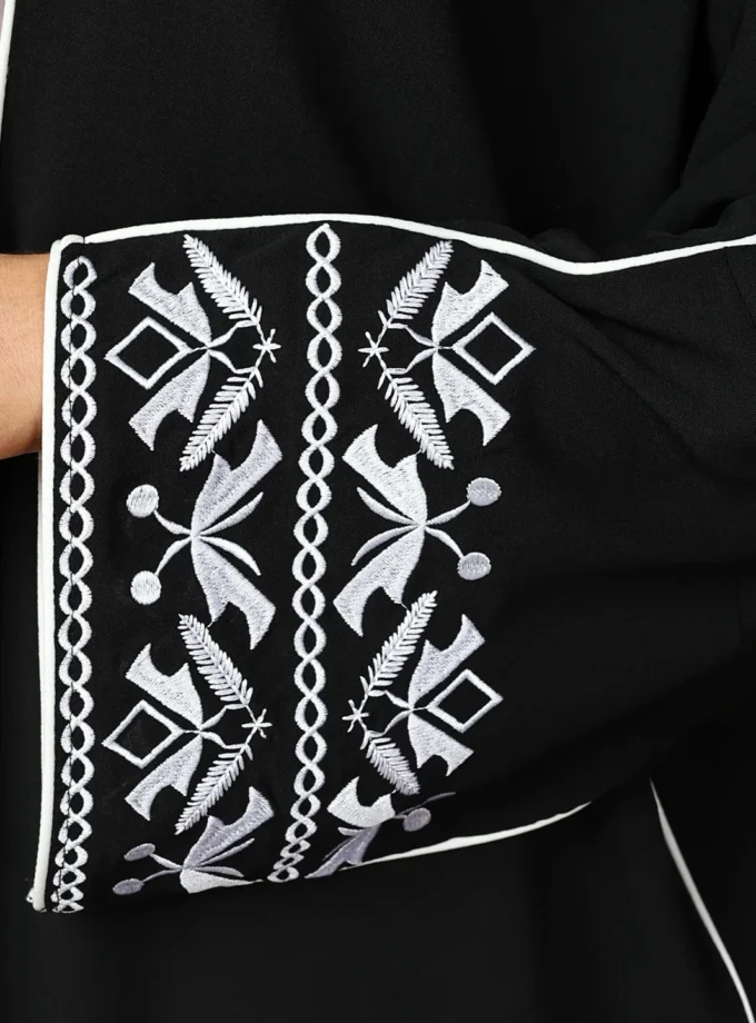 MiraMuze Fashion Classic Embroidered Abaya Dress Outwear Women Long Sleeve Loose Arabic Muslim Caftan