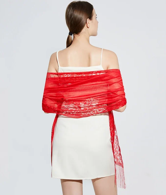 MiraMuze Elegant Lace Tassel Shawl Versatile Women's Fashion