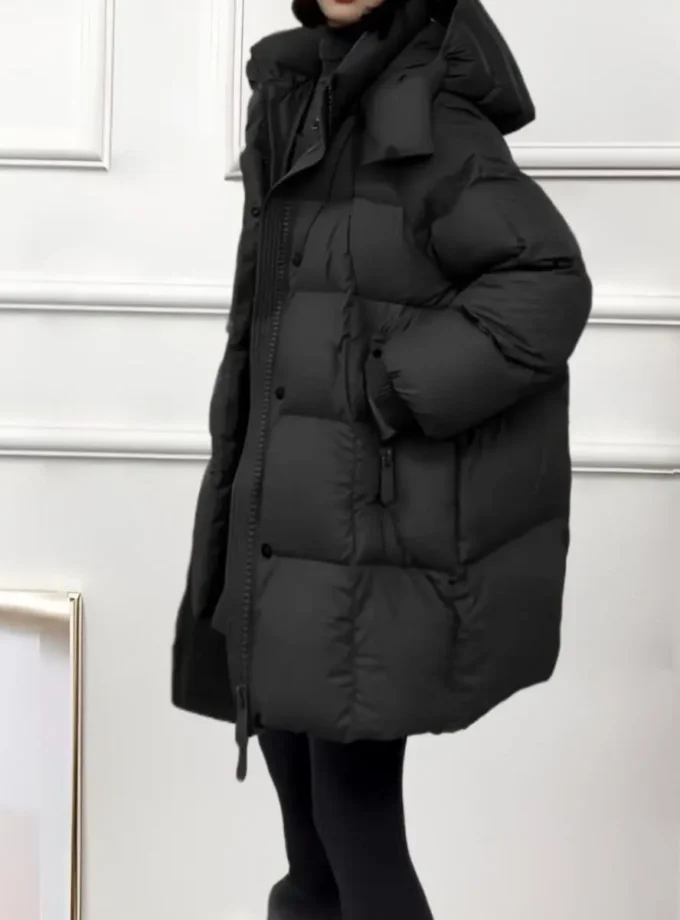 MiraMuze 2025 New Style Fashionable Thick and Warm Mid-length Loose-fitting Down and Cotton Coat for Autumn and Winter Seasons